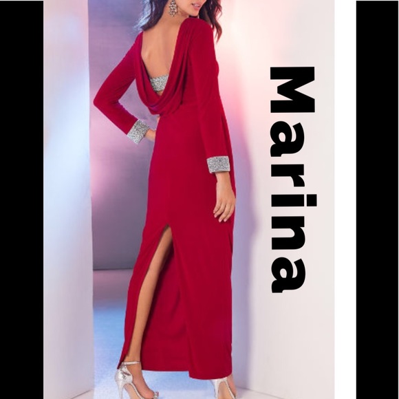 MARINA Dresses & Skirts - NWOT Marina Dramatic Red Draped Gown. B6